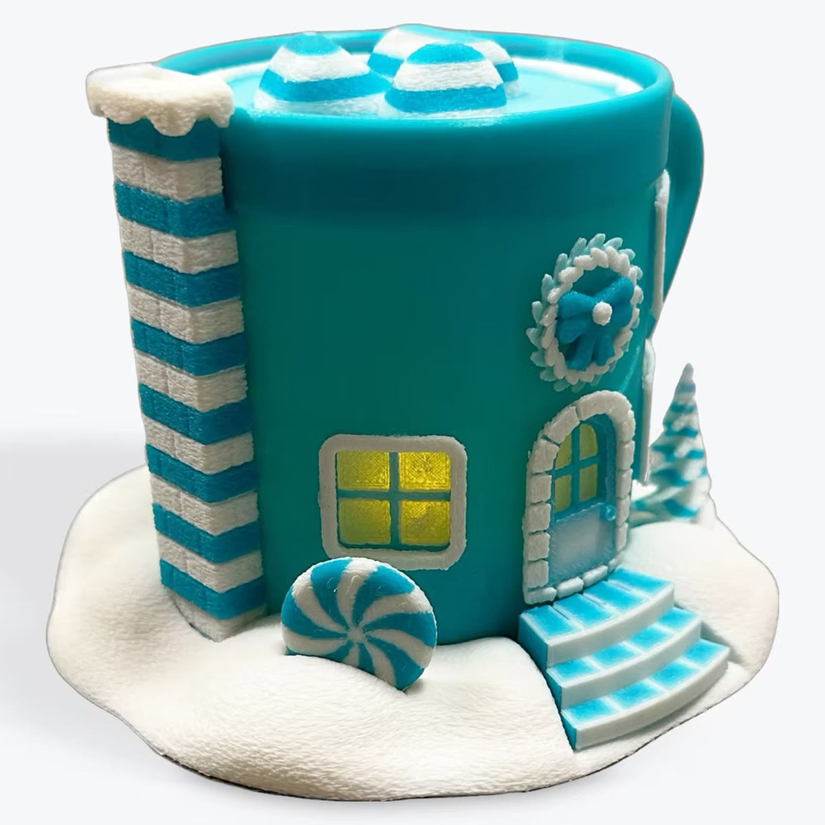 Teal cocoa cottage with peppermint and stairs