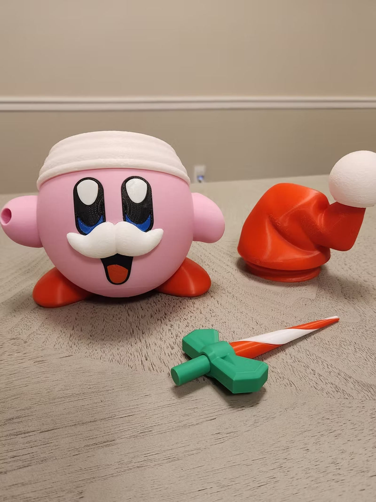 Santa KIRB hat and candy cane sword removed