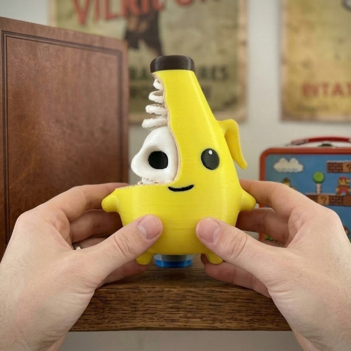 Cute Banana Bones Keychain & Desk Figure, 3D Printed Half Skeleton Banana Gamer Gift