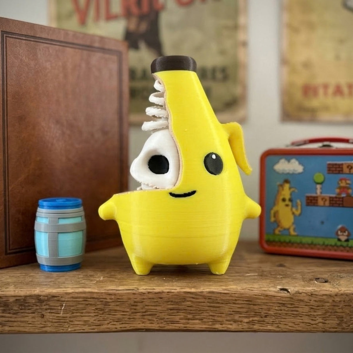 Cute Banana Bones Keychain & Desk Figure, 3D Printed Half Skeleton Banana Gamer Gift