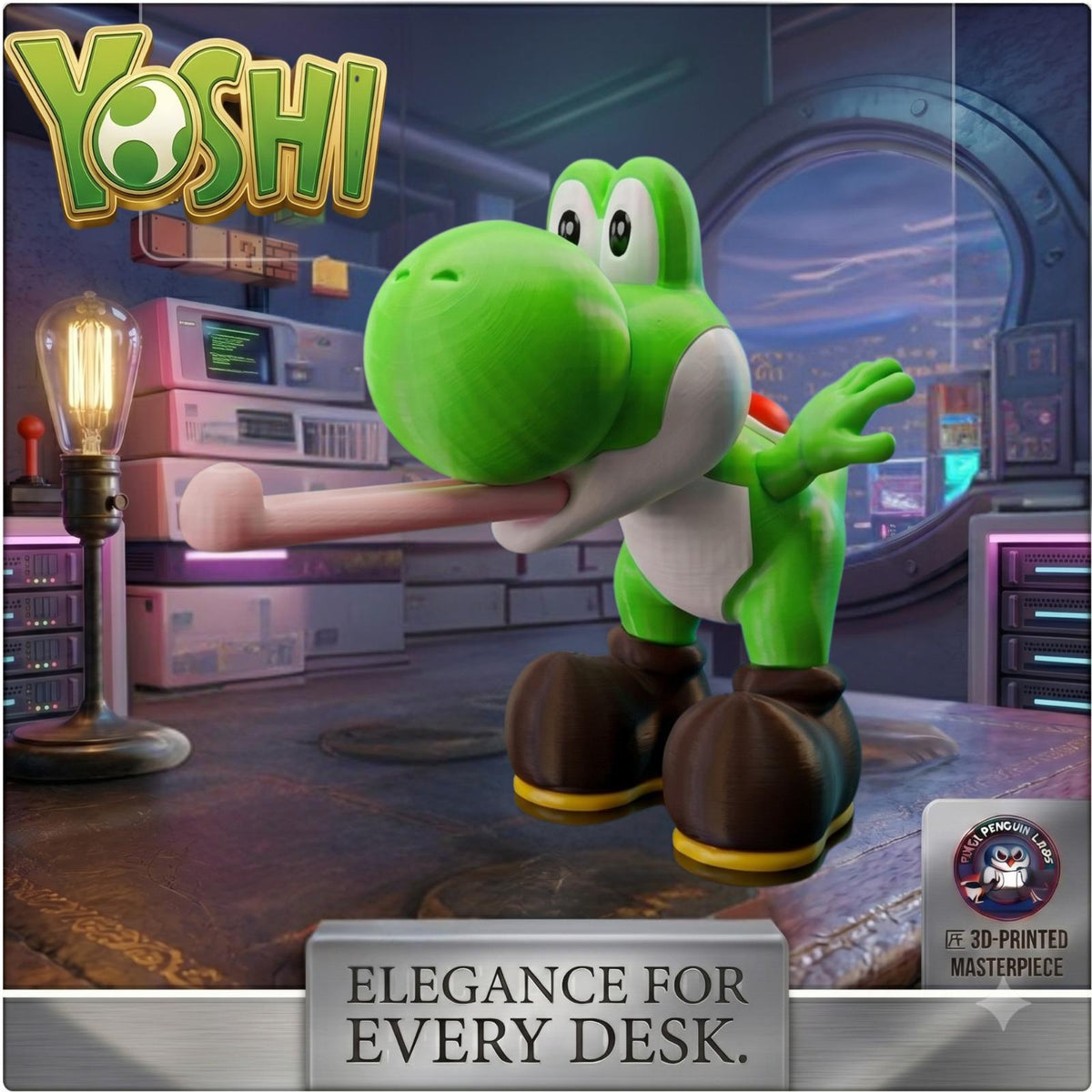 3D-Printed Yo-Shi Figurine – Dynamic Pose, Gaming Desk Decor