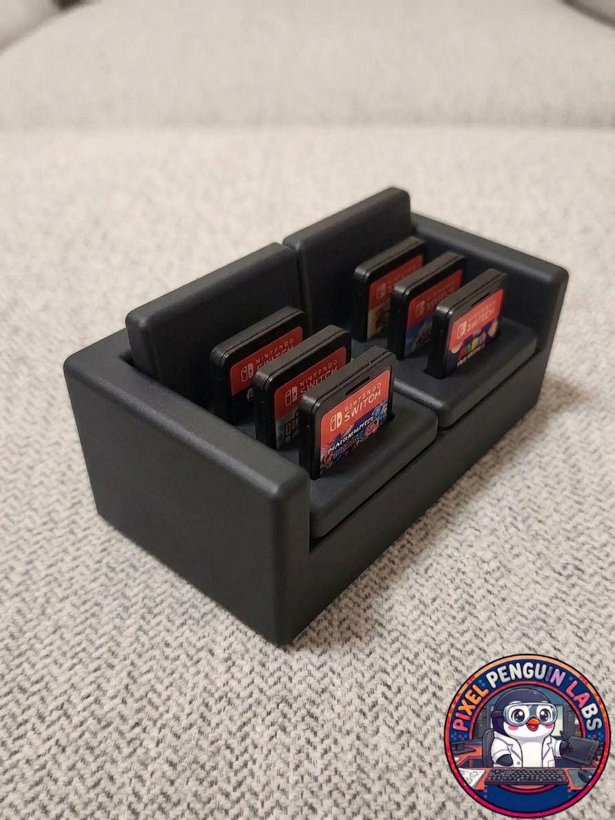 3D Printed Miniature Couch Switch Game Holder - 6 Cartridge Display Organizer