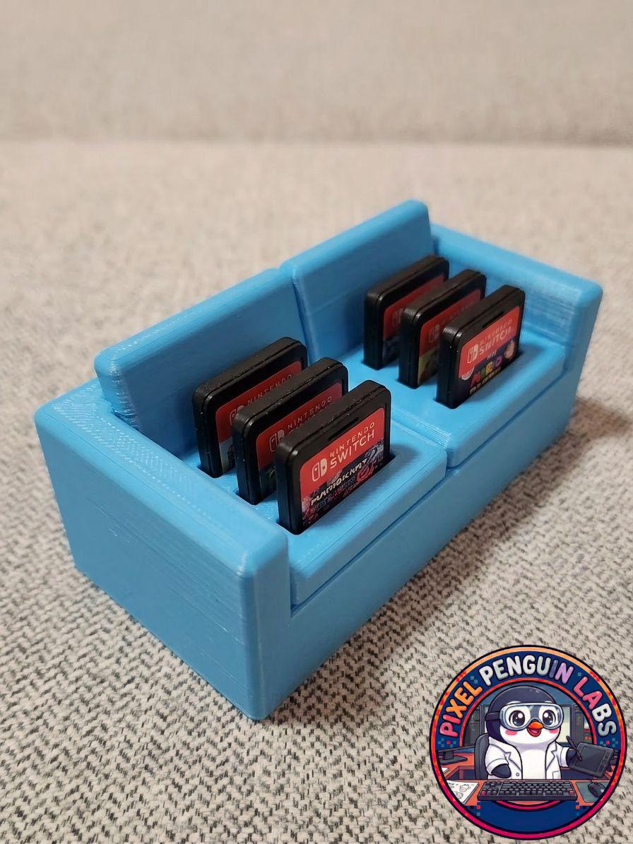 3D Printed Miniature Couch Switch Game Holder - 6 Cartridge Display Organizer