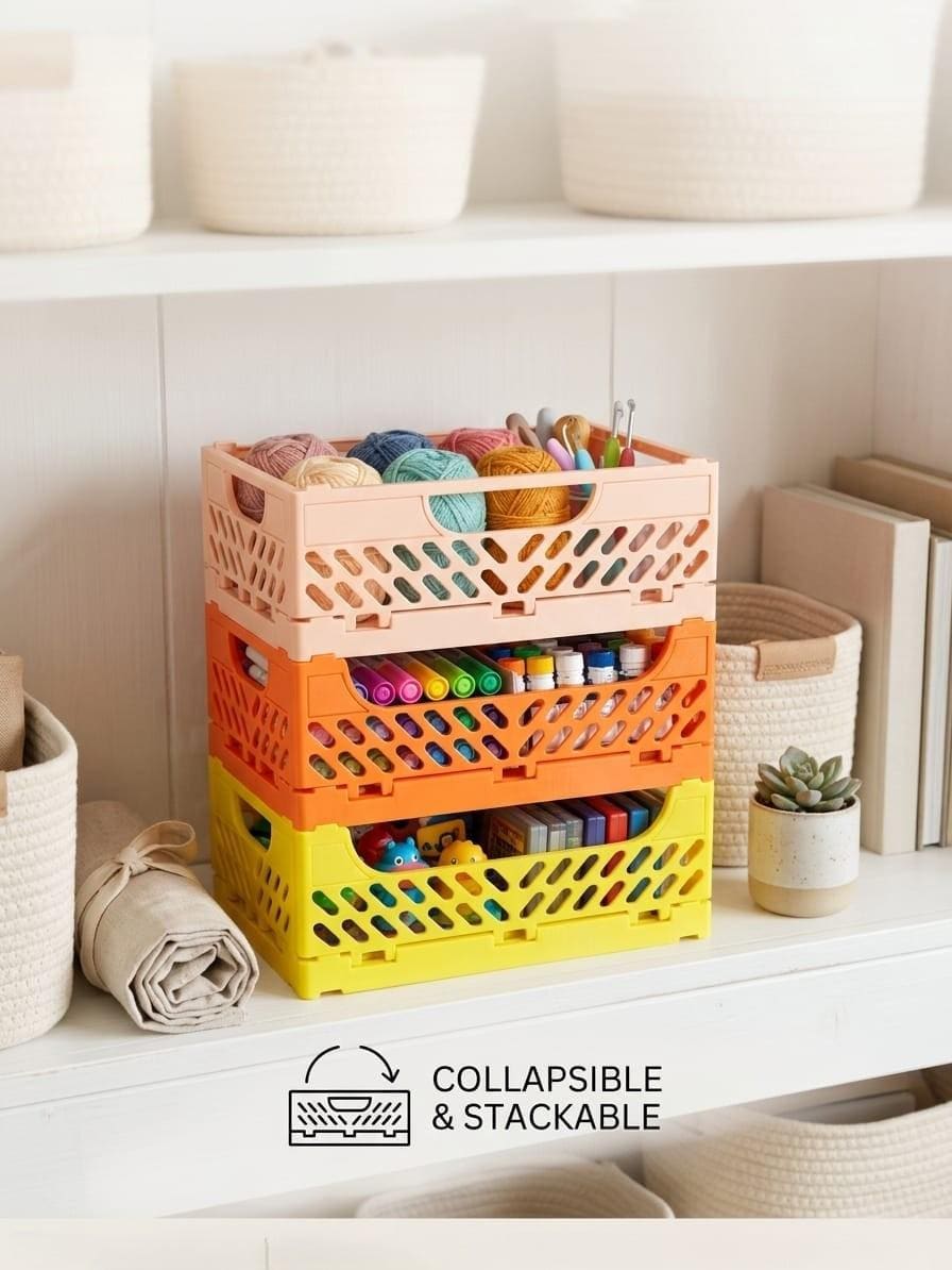 Collapsible and Stackable Crate Organizers