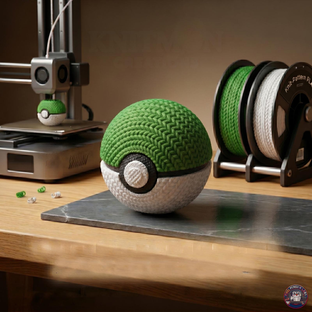 Knitted Poké Ball - 3D Printed