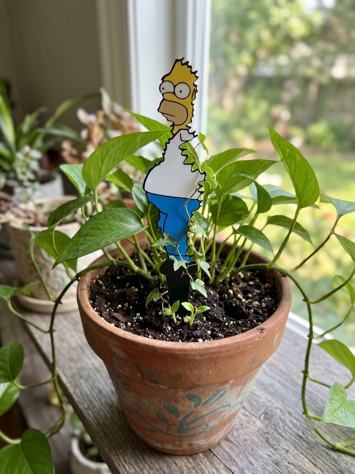 Simpsons Plant Stake - 3D Printed Funny Garden Decor Meme