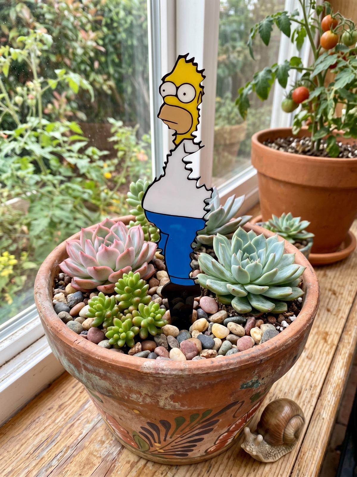 Simpsons Plant Stake - 3D Printed Funny Garden Decor Meme