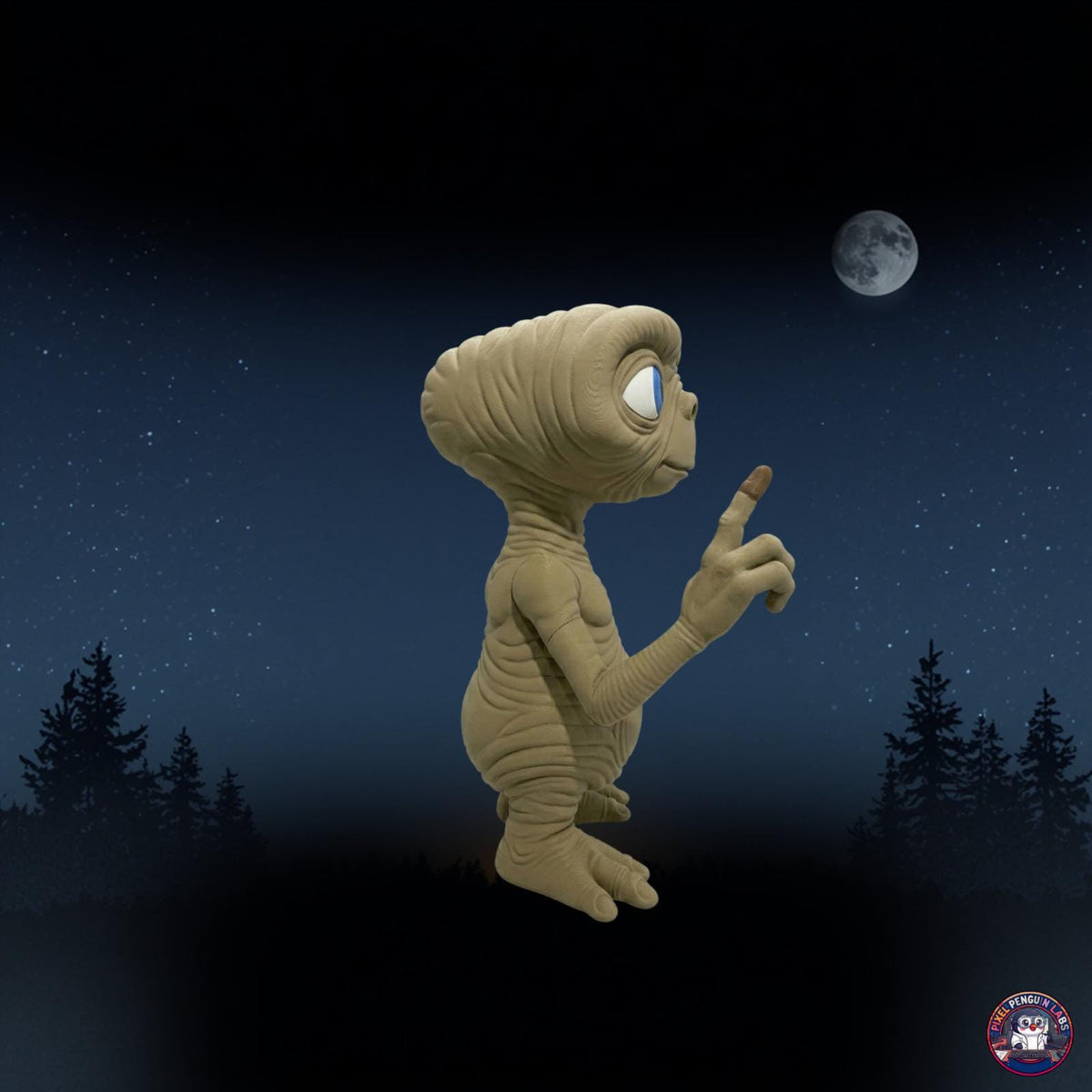 15.5" Extraterrestrial Figure With Working Light | Retro Sci-Fi Desk Decor 3D Printed