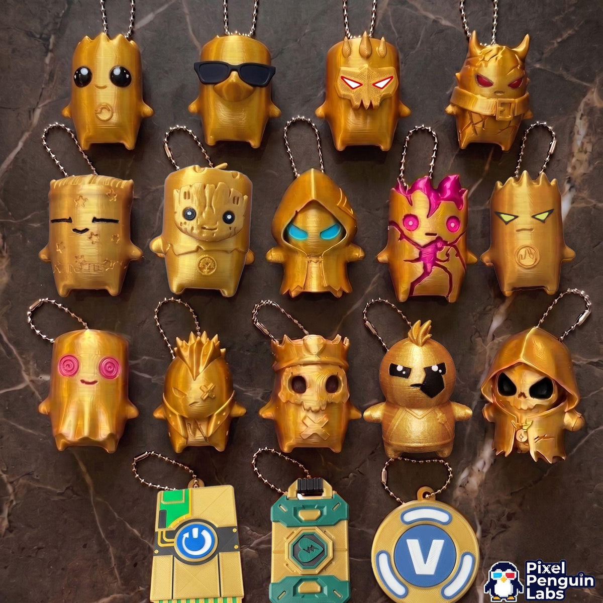 Gold Sprite Keychains – Custom Gamer Backpack Buddies 3D Printed
