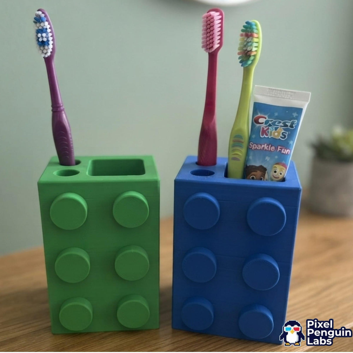 Colorful Building Block Toothbrush & Toothpaste Organizer