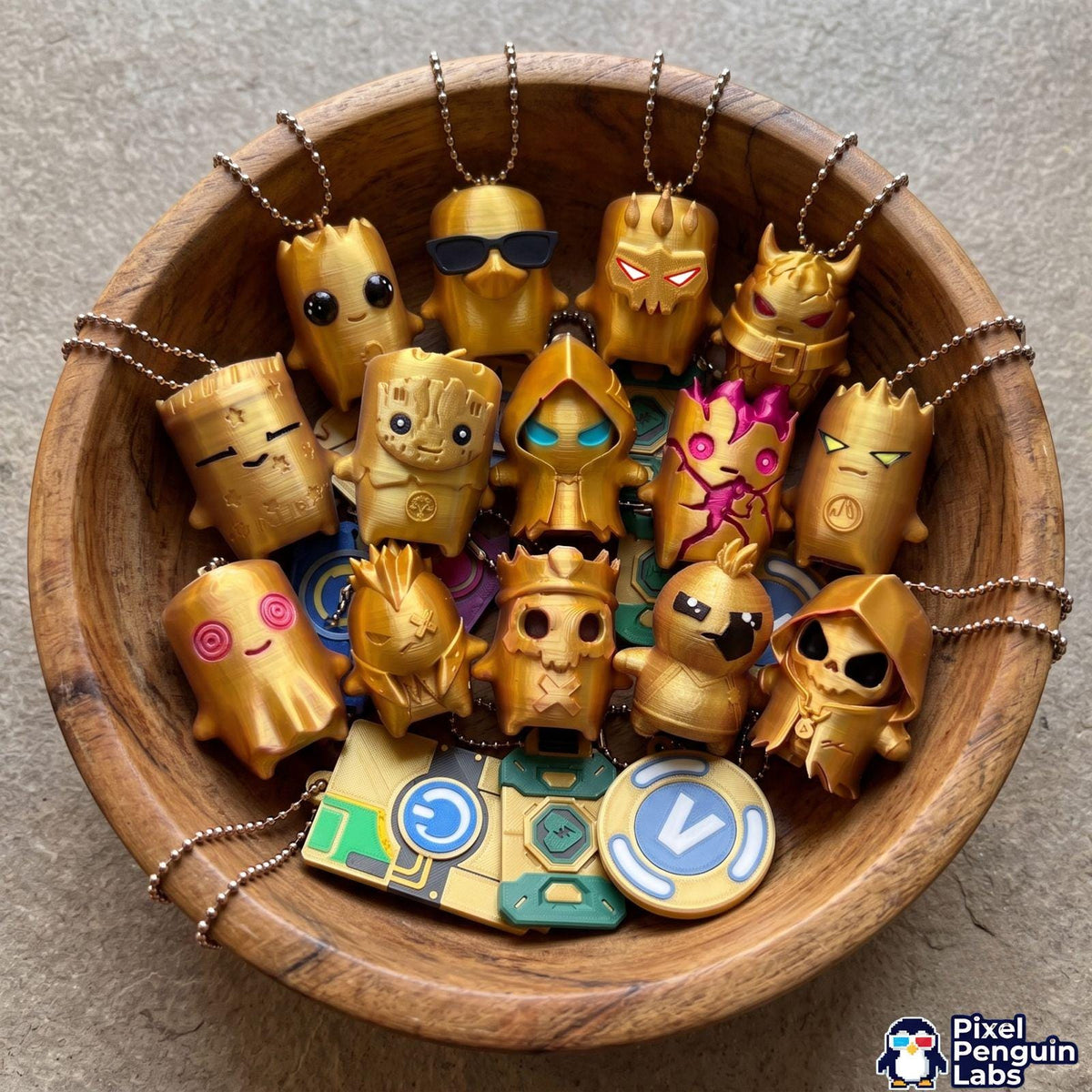 Gold Sprite Keychains – Custom Gamer Backpack Buddies 3D Printed