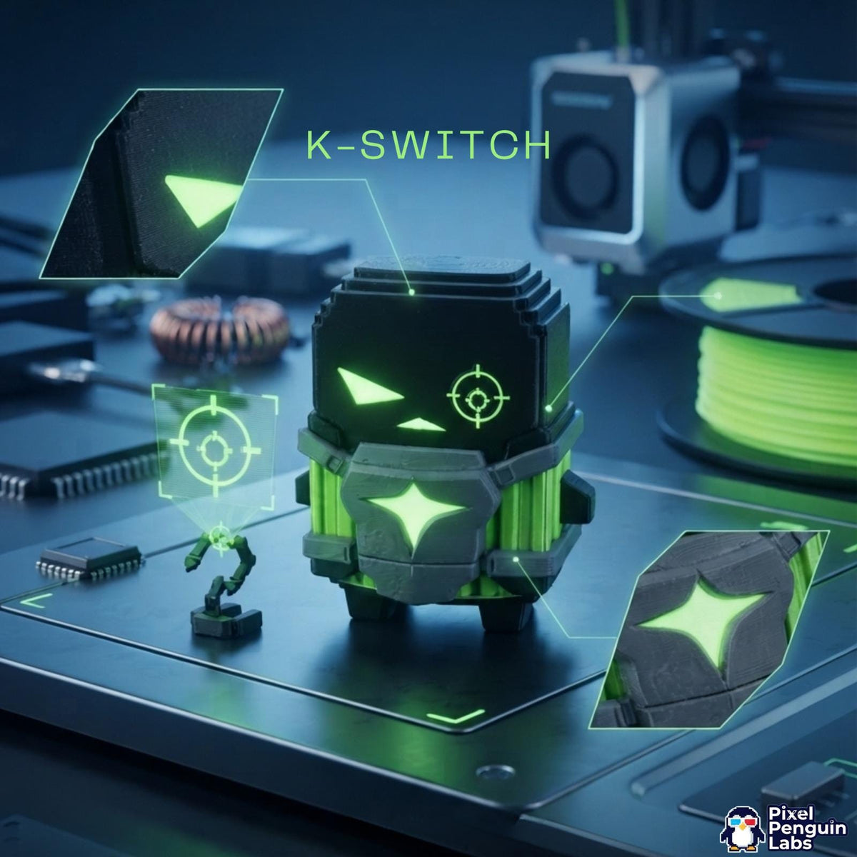 K Switch Sprite Keychain Custom 3D Printed Sprite & Desk Companion