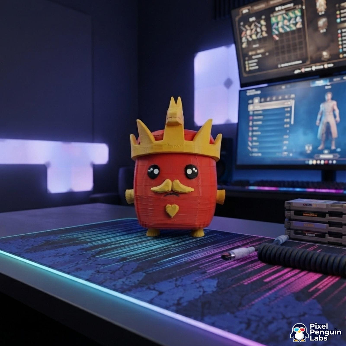 Crown Sprite Keychain Custom 3D Printed Sprite & Desk Companion