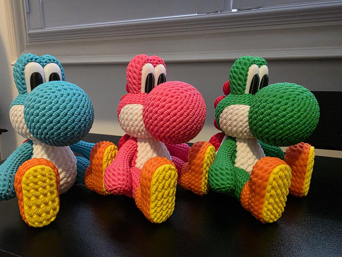 3D Printed Knitted Yo-shi Figure – Desk Decor Gaming Companion
