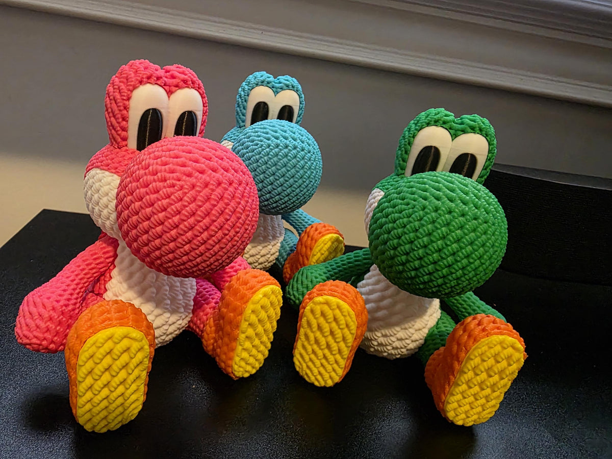 3D Printed Knitted Yo-shi Figure – Desk Decor Gaming Companion