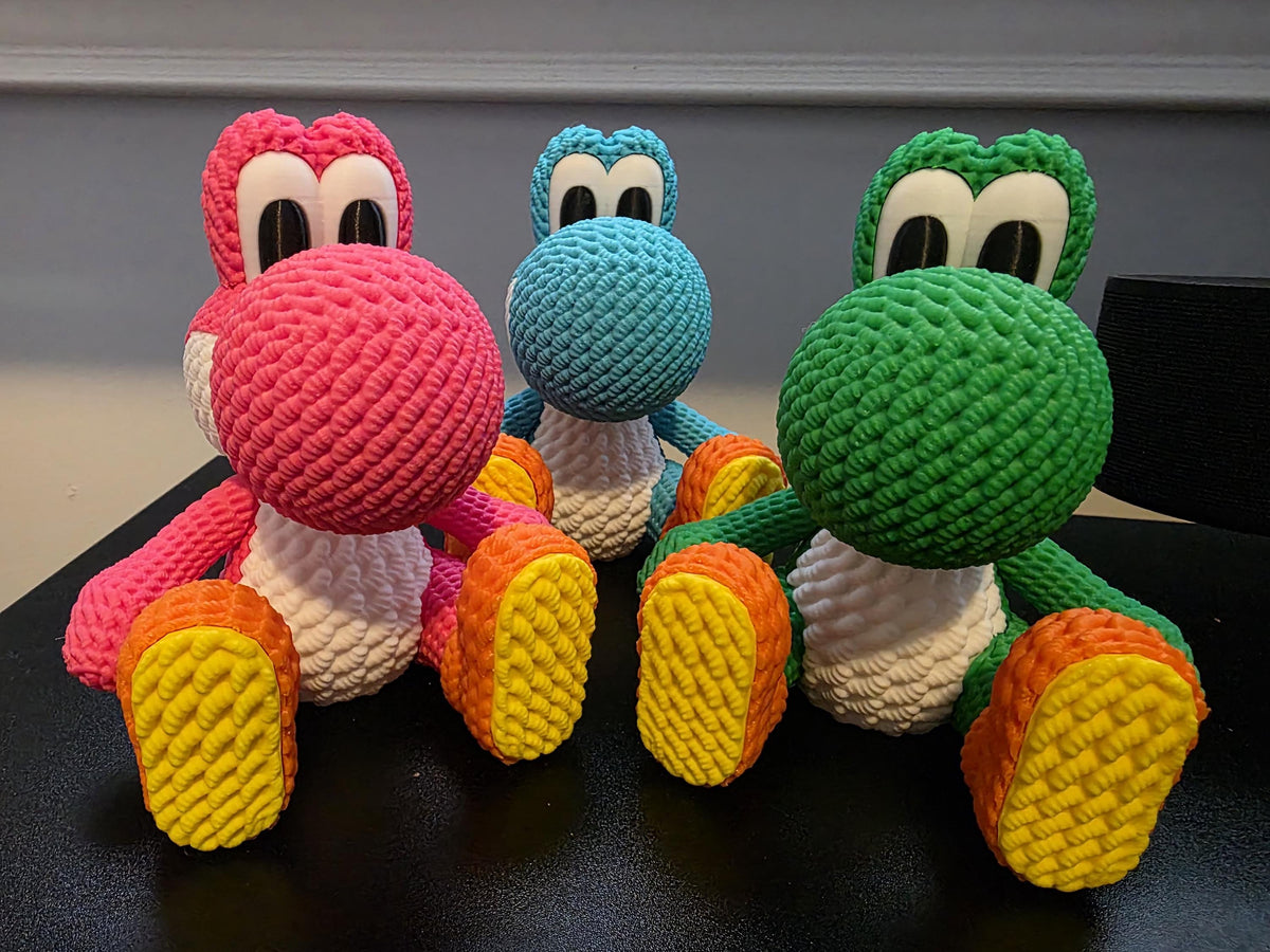 3D Printed Knitted Yo-shi Figure – Desk Decor Gaming Companion