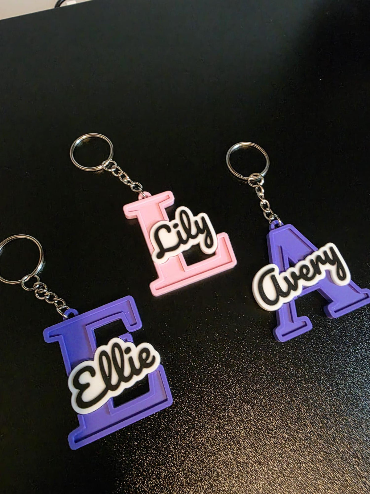 Personalized Name Keychain with Custom Backing Pattern