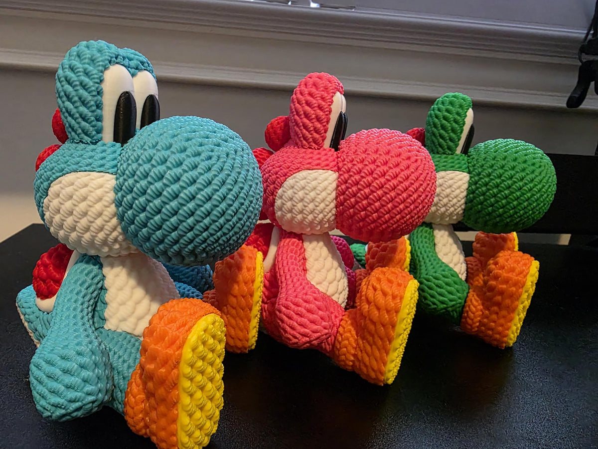 3D Printed Knitted Yo-shi Figure – Desk Decor Gaming Companion