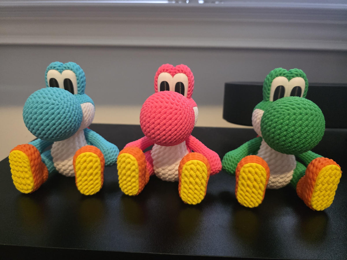 3D Printed Knitted Yo-shi Figure – Desk Decor Gaming Companion