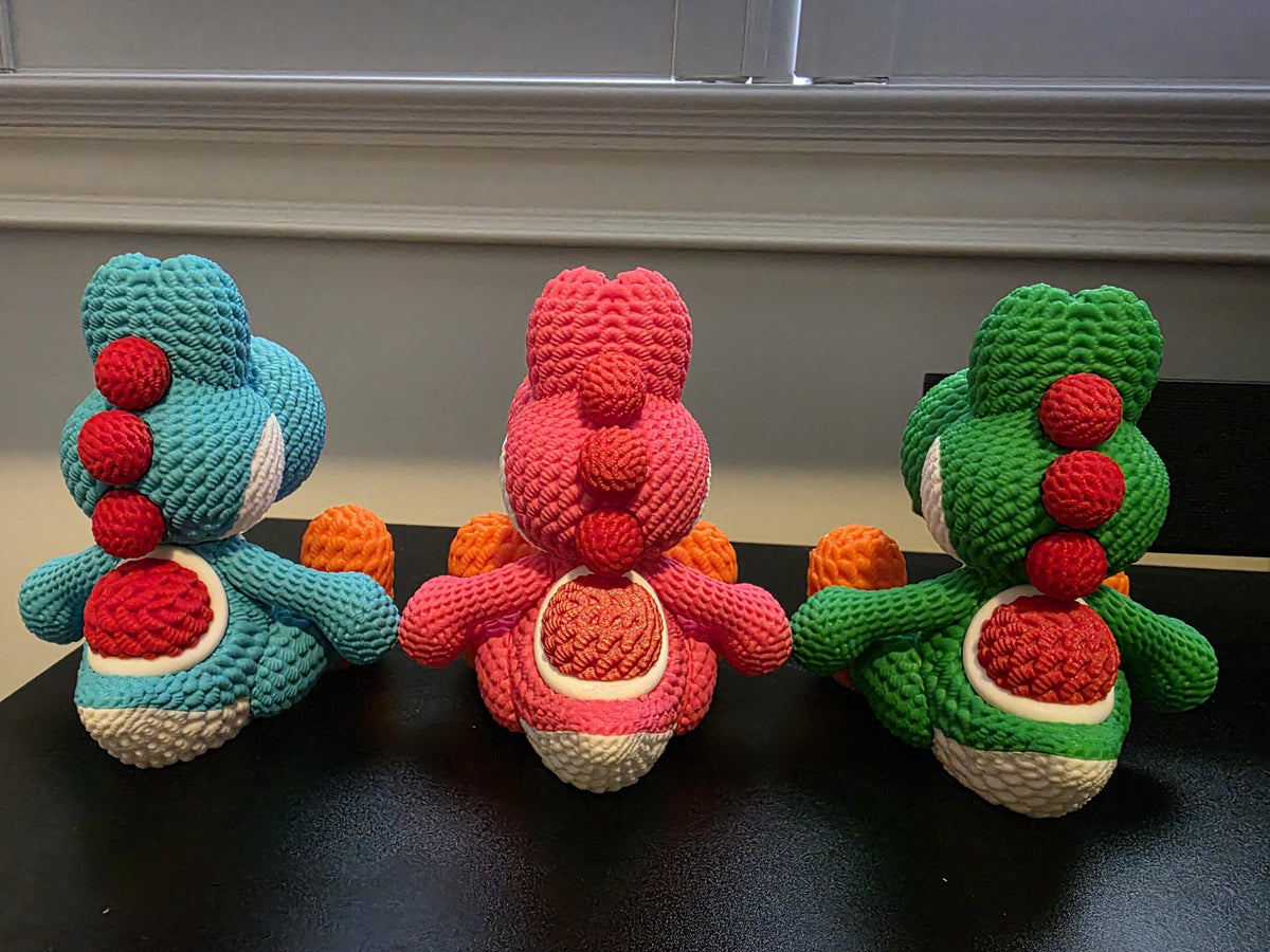 3D Printed Knitted Yo-shi Figure – Desk Decor Gaming Companion
