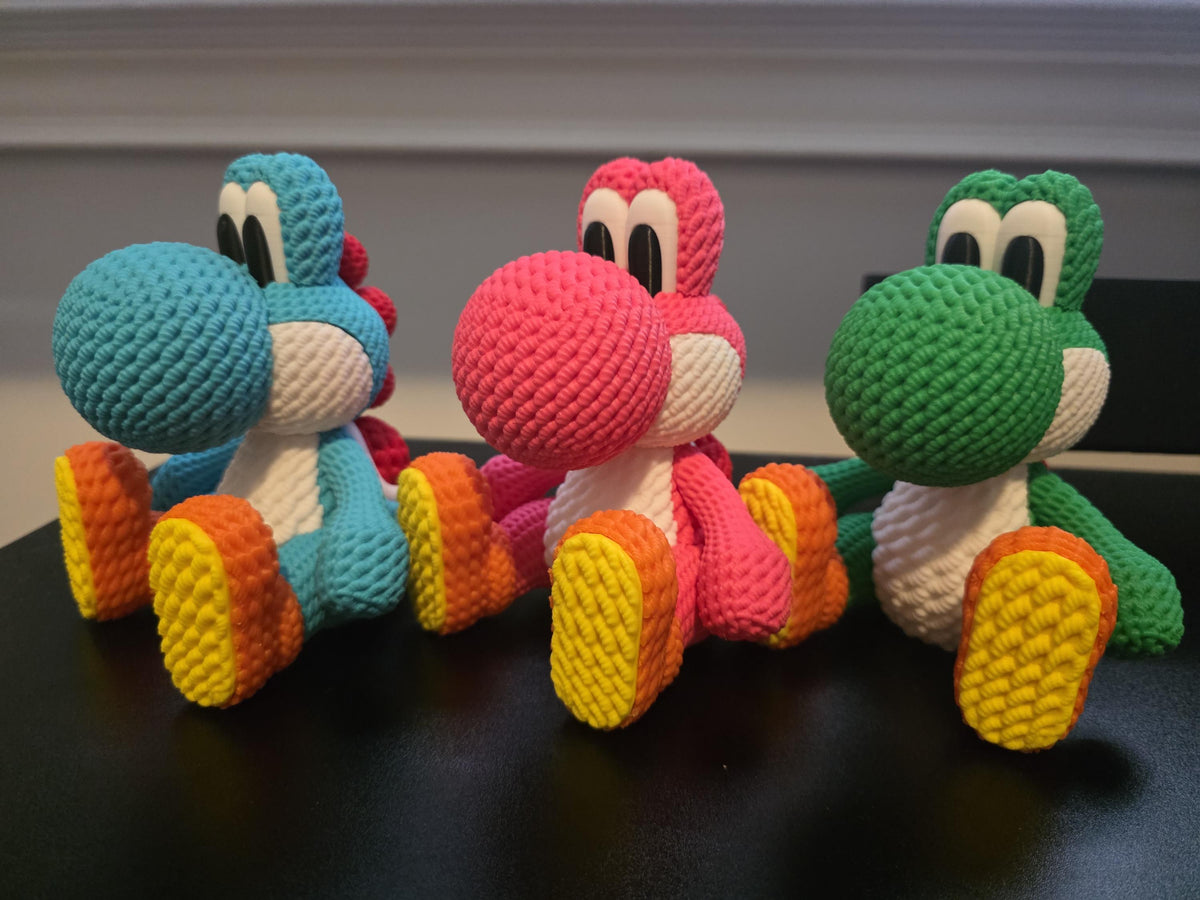 3D Printed Knitted Yo-shi Figure – Desk Decor Gaming Companion