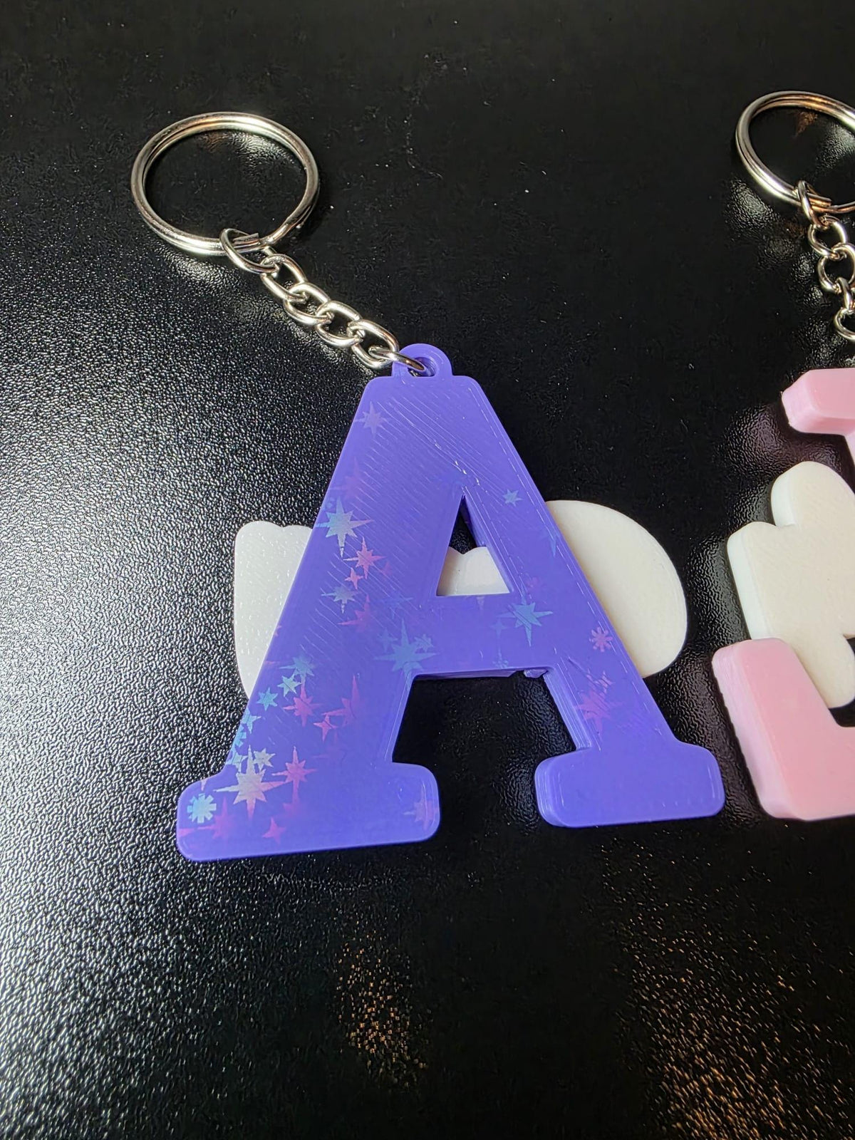 Personalized Name Keychain with Custom Backing Pattern