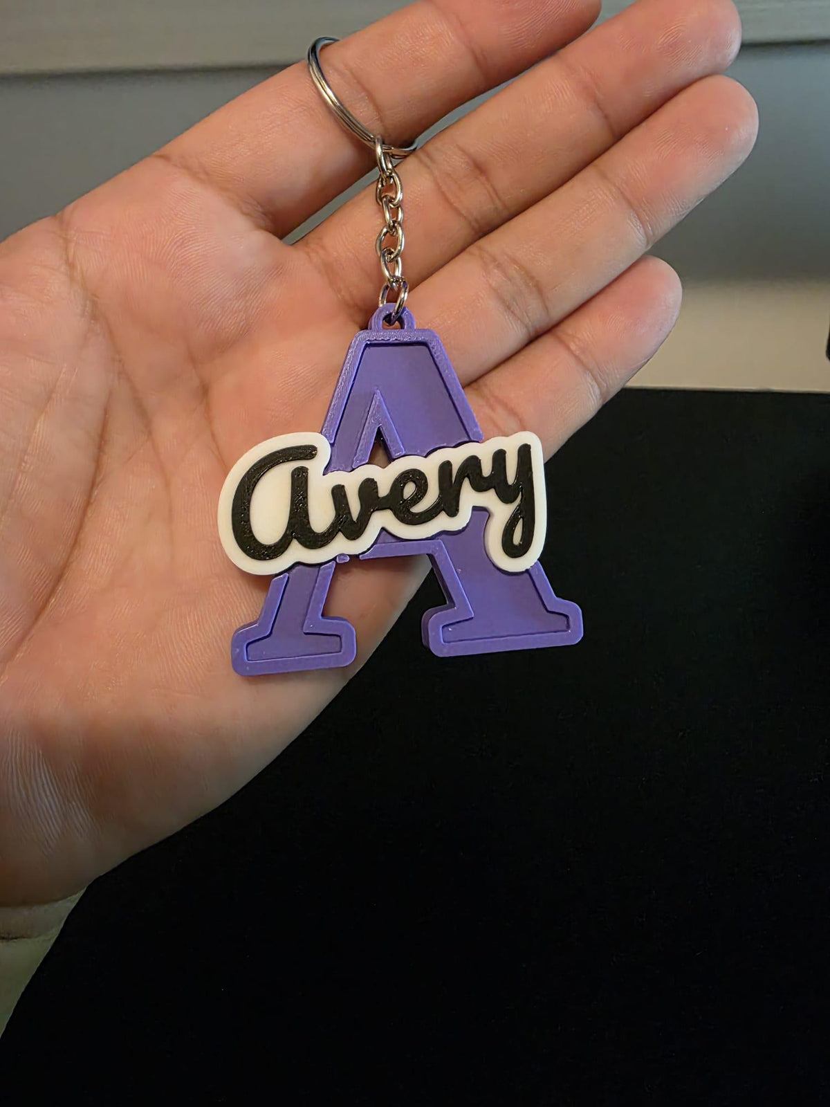 Personalized Name Keychain with Custom Backing Pattern