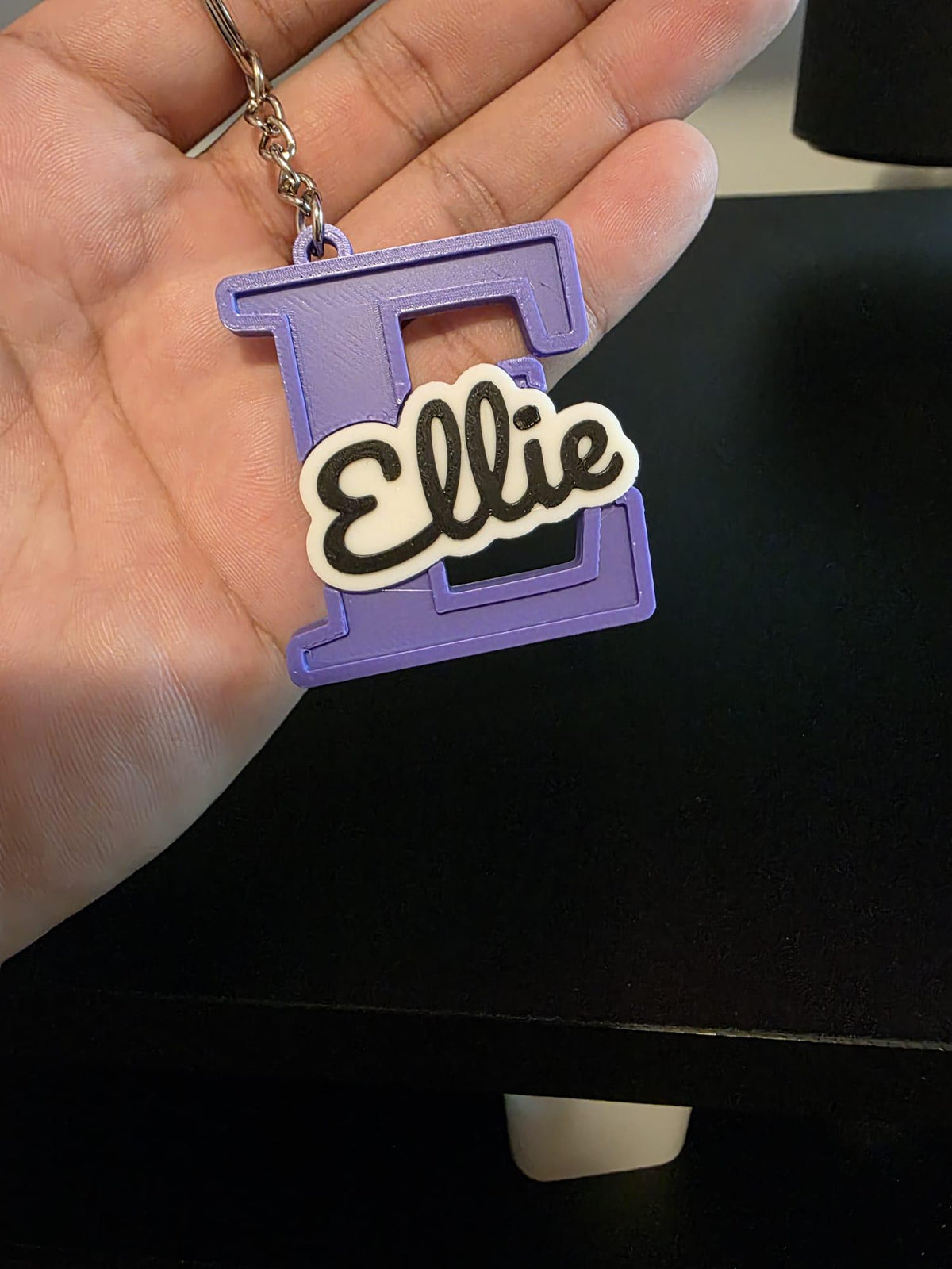 Personalized Name Keychain with Custom Backing Pattern
