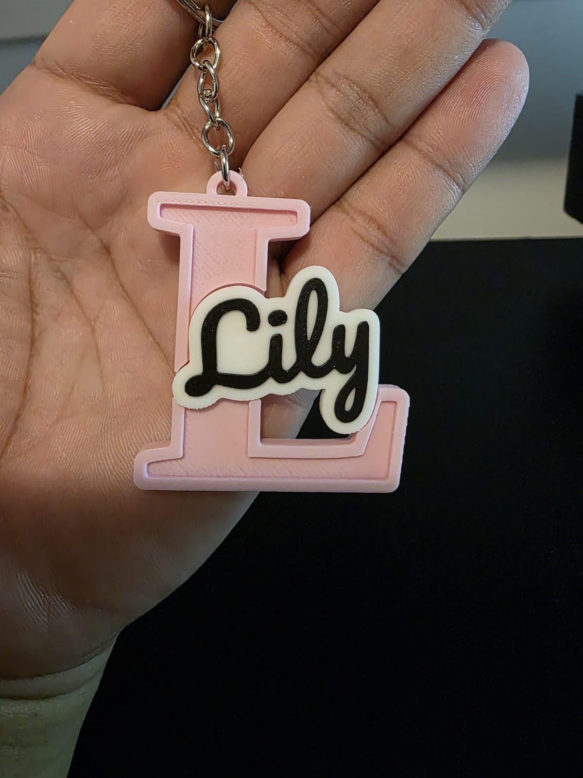 Personalized Name Keychain with Custom Backing Pattern