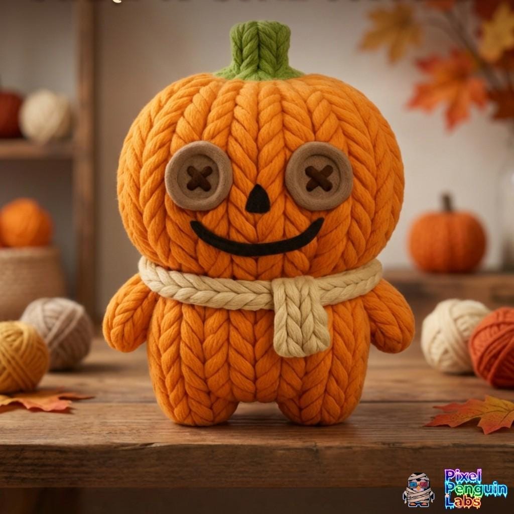 Knitted Pumpkin Keychain, 3D Printed Halloween Charm, Cute Autumn Bag Buddy