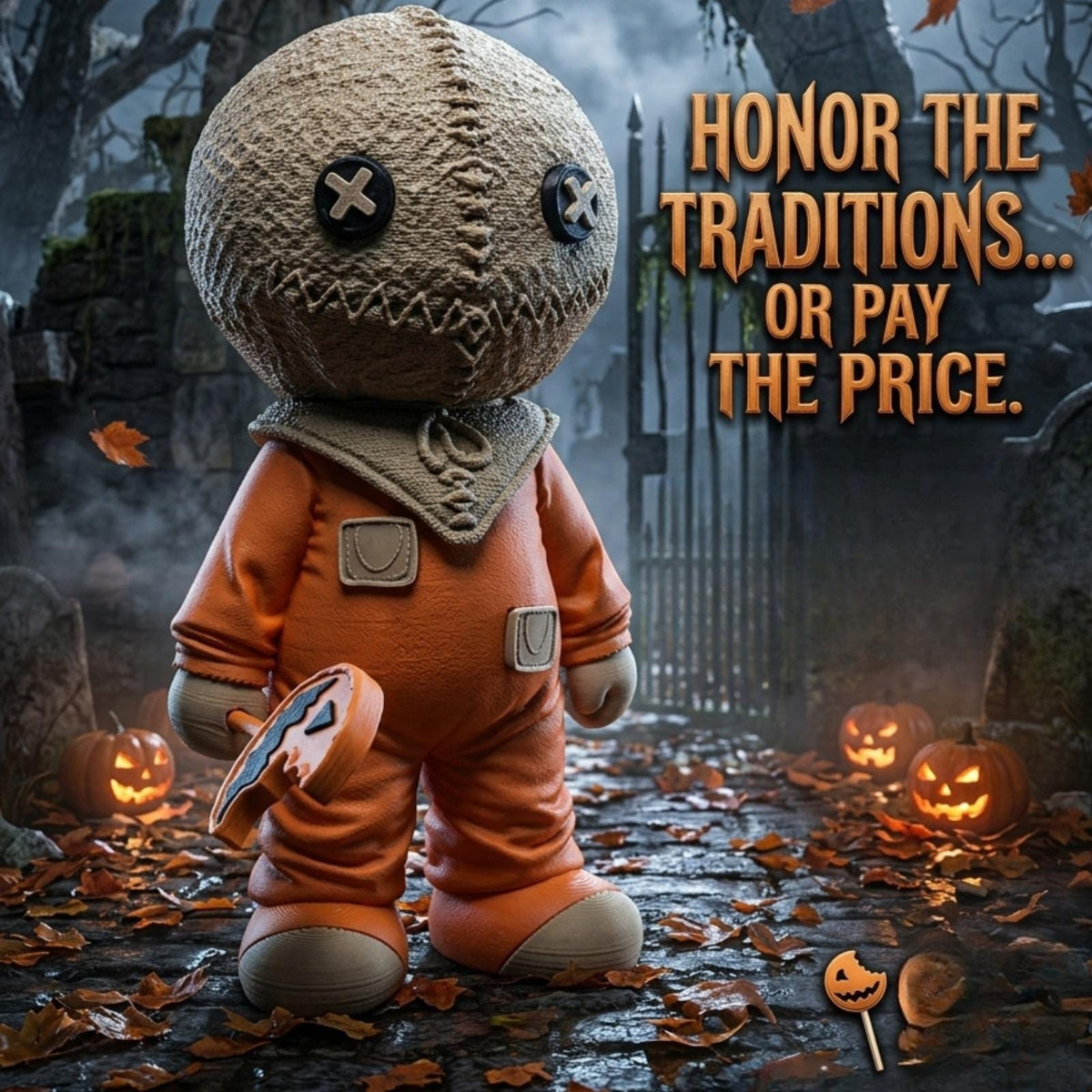 Burlap Boy Keychain, 3D Printed Halloween Charm, Cute Autumn Bag Buddy