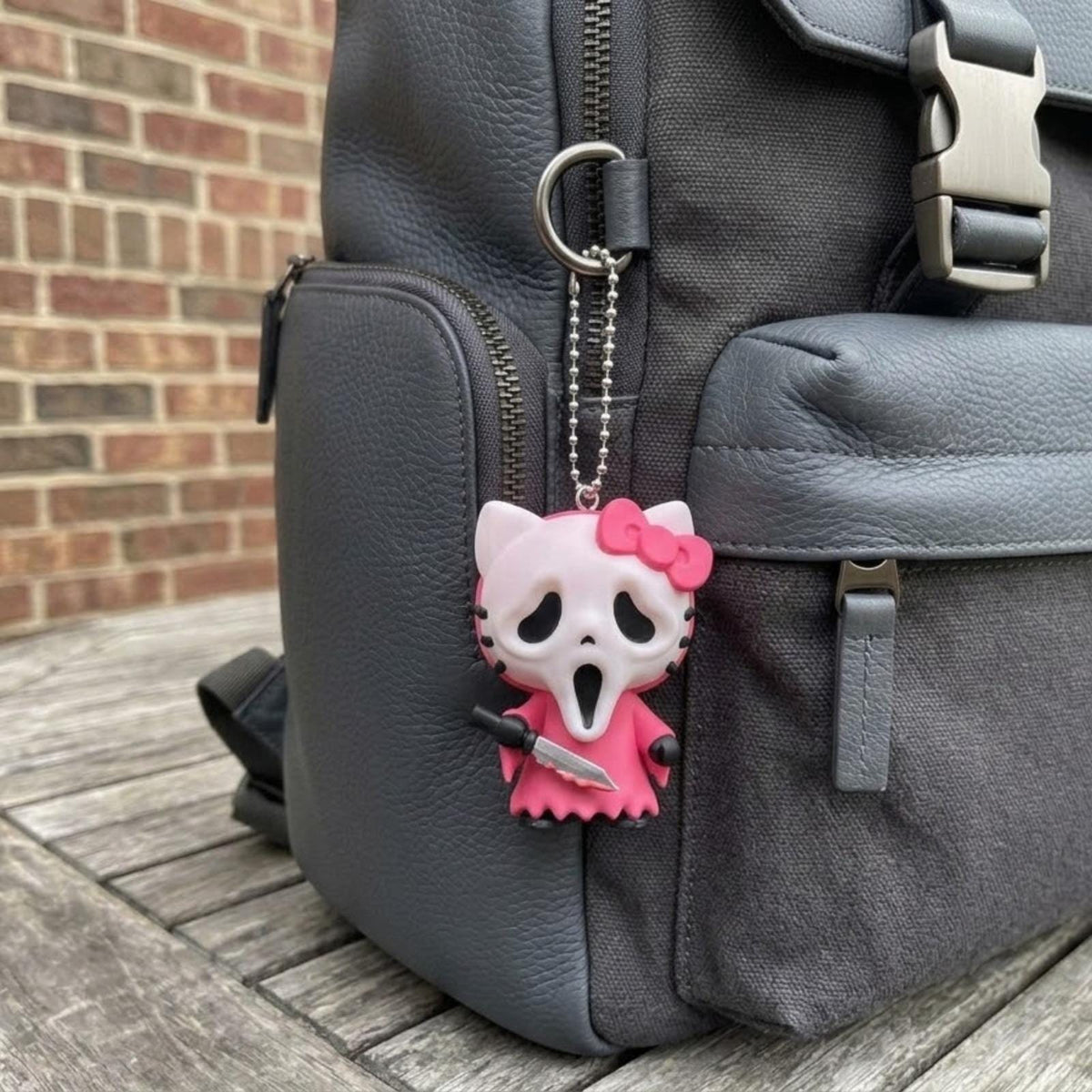 Screaming Kitty, 3D Printed Halloween Charm, Cute Autumn Bag Buddy