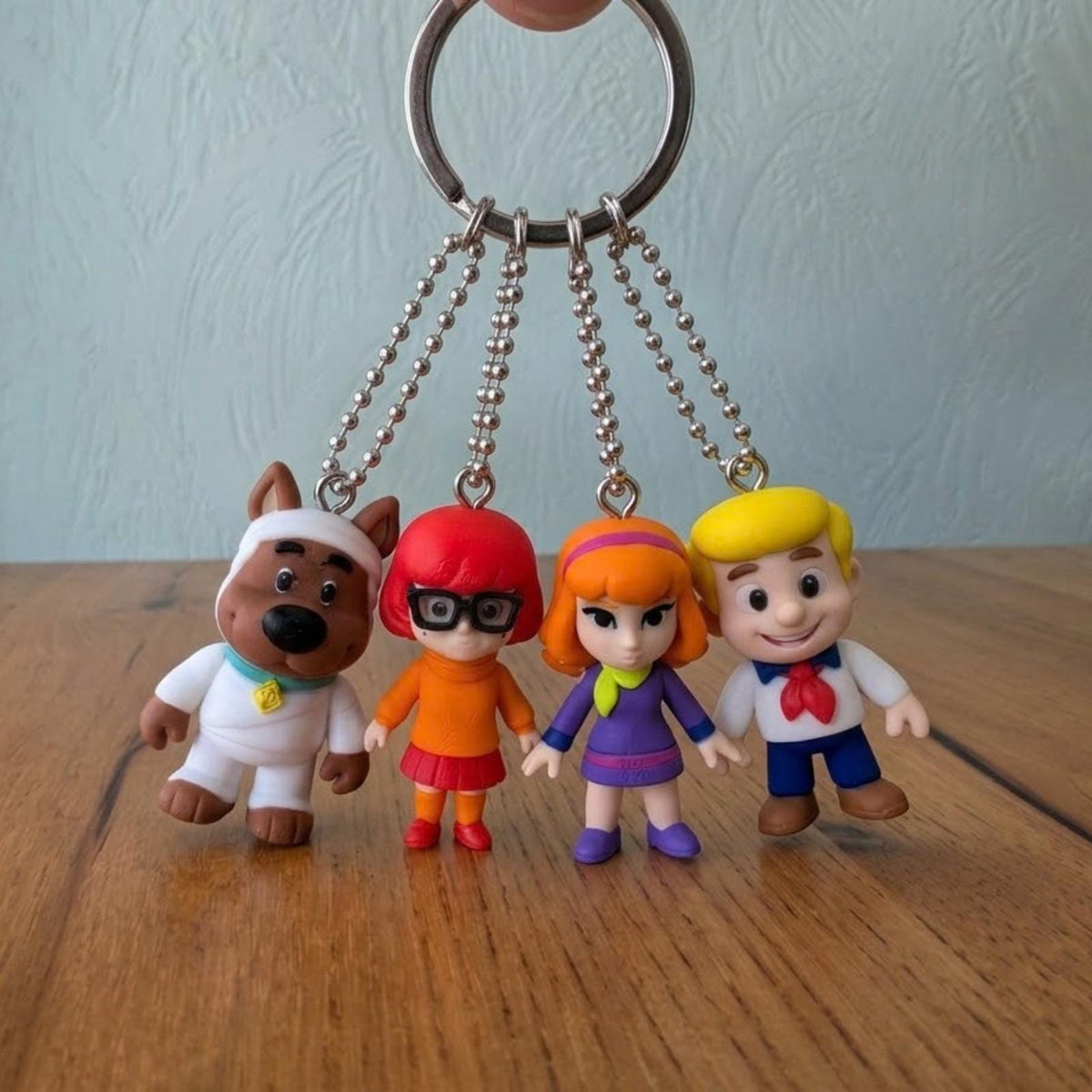 Retro Mystery Crew Keychains, 3D Printed Halloween Charm, Cute Autumn Bag Buddy