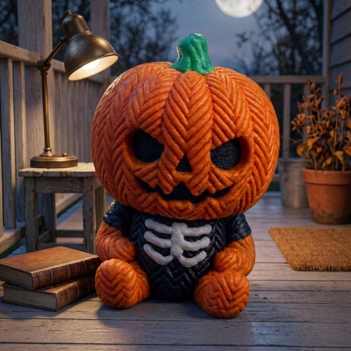 Knitted Pumpkin Keychain V2, 3D Printed Halloween Charm, Cute Autumn Bag Buddy