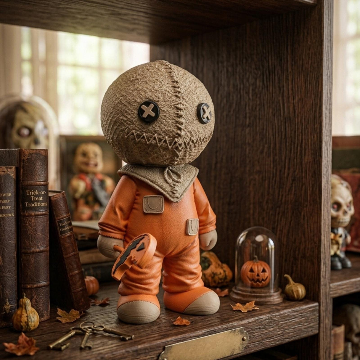 Burlap Boy Keychain, 3D Printed Halloween Charm, Cute Autumn Bag Buddy