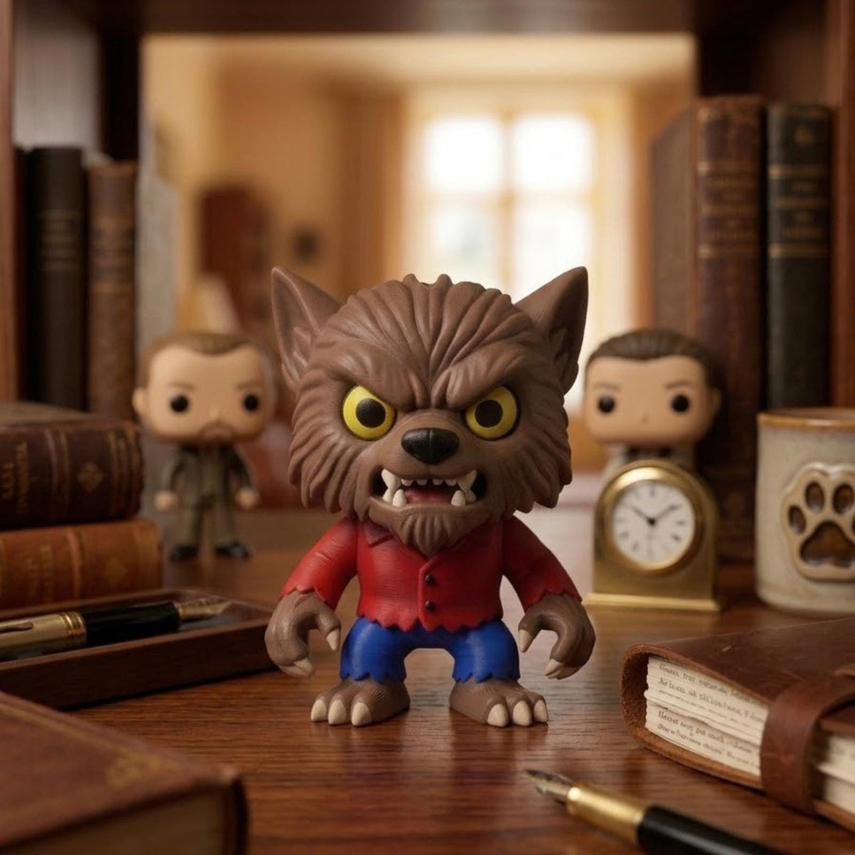 Retro Werewolf Figure, 3D Printed Halloween Charm, Cute Autumn Bag Buddy