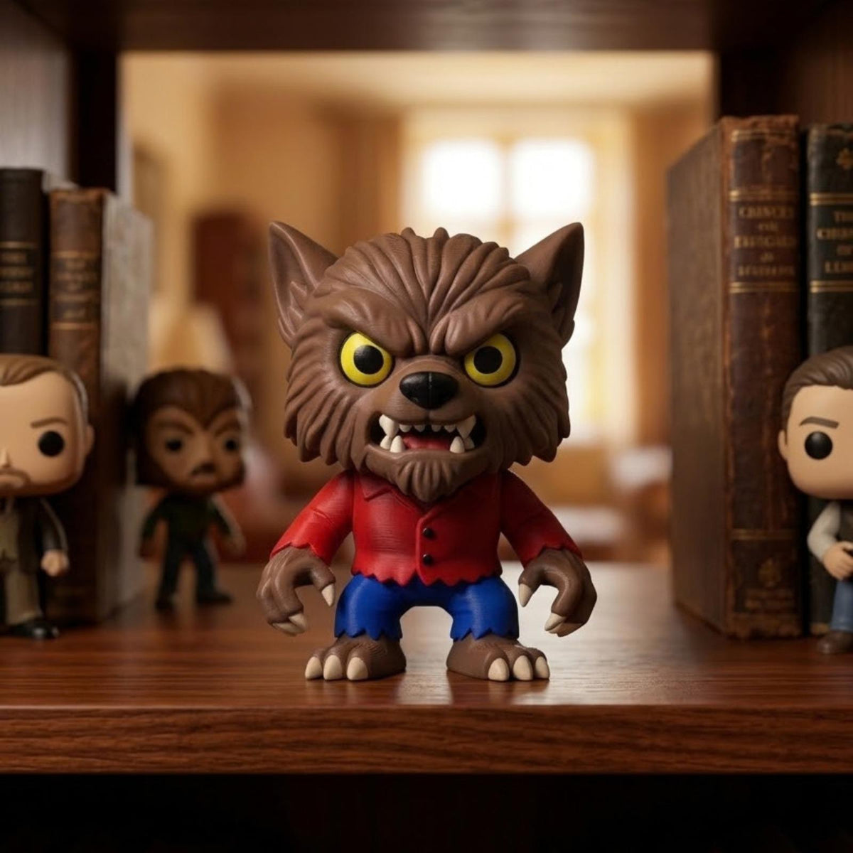 Retro Werewolf Figure, 3D Printed Halloween Charm, Cute Autumn Bag Buddy