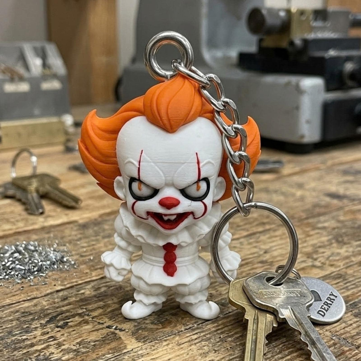 Creepy Clown Keychain, 3D Printed Halloween Charm, Cute Autumn Bag Buddy