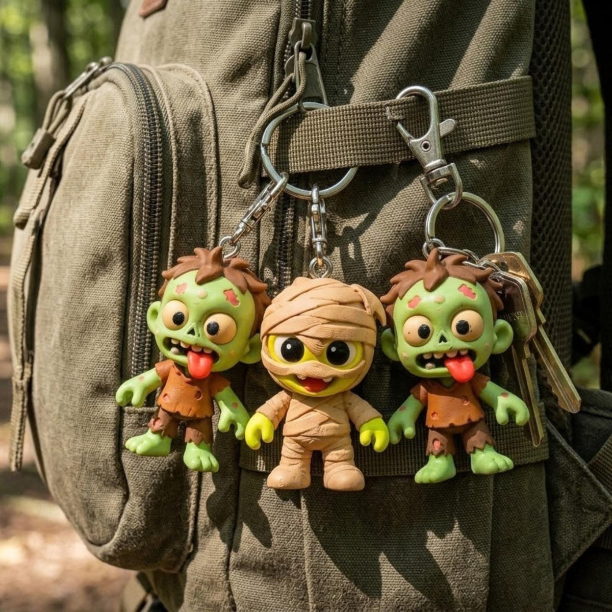 Cute Monster Keychain, 3D Printed Halloween Charm, Cute Autumn Bag Buddy