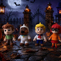 Retro Mystery Crew Keychains, 3D Printed Halloween Charm, Cute Autumn Bag Buddy