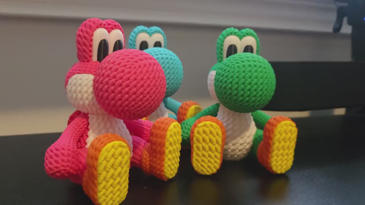 3D Printed Knitted Yo-shi Figure – Desk Decor Gaming Companion