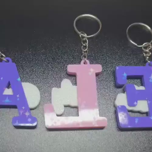 Personalized Name Keychain with Custom Backing Pattern